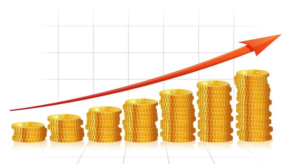compound interest illustration showing money growing over time through reinvested earnings