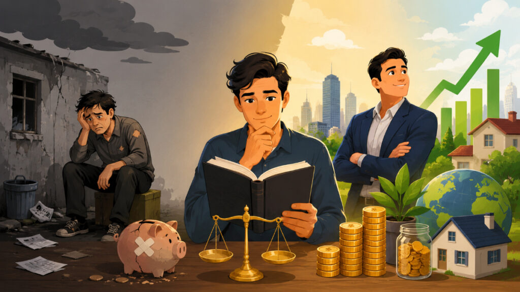rich dad poor dad investing lessons illustration showing wealth building and financial growth