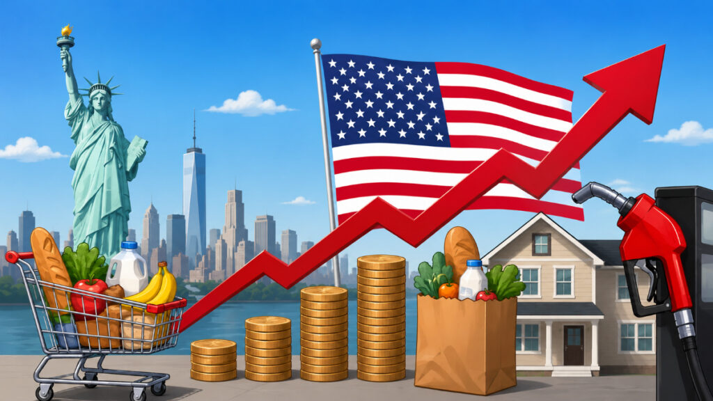 inflation in the united states showing rising prices and cost of living increase