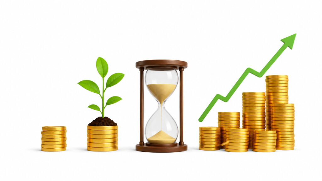 wealth growth through consistency capital and time illustration.