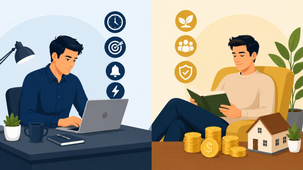trading vs investing comparison illustration